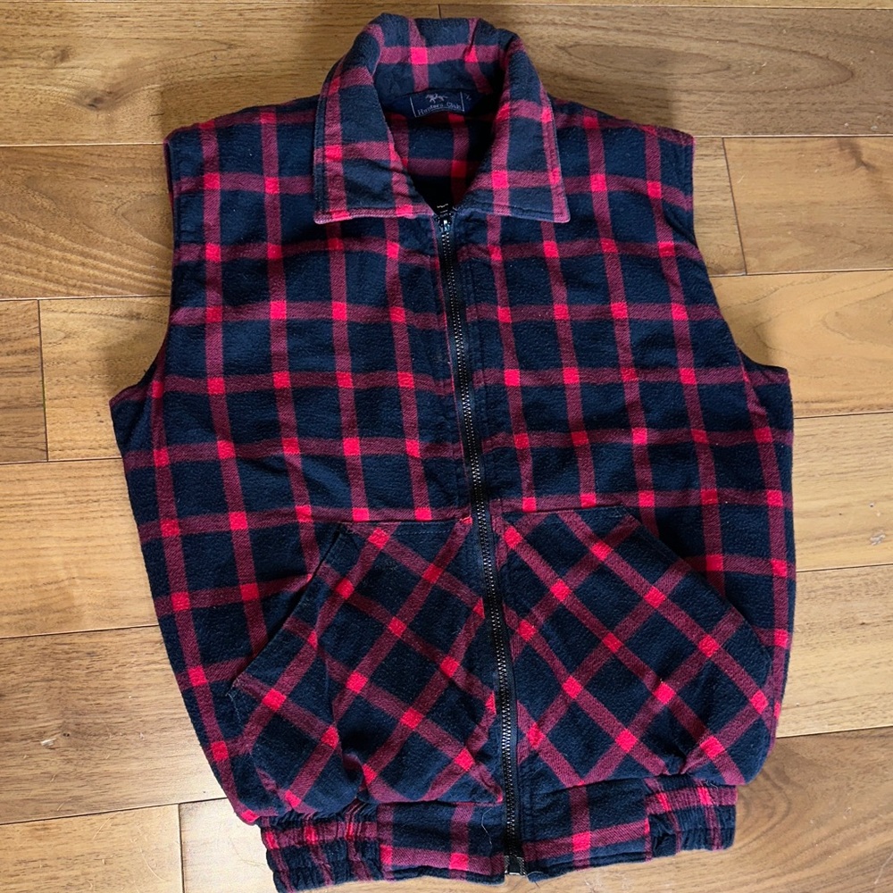 Vintage Hunter Club  Red and Black Checkered Vest